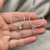 Sterling Silver Small Hoop, Star Design, with White Cubic Zirconia, Polished, Silver Finish, 02.401.0049.25