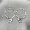 Sterling Silver Small Hoop, Star Design, with White Cubic Zirconia, Polished, Silver Finish, 02.401.0049.25