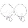 Sterling Silver Small Hoop, Star Design, with White Cubic Zirconia, Polished, Silver Finish, 02.401.0049.25