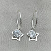Sterling Silver Small Hoop, Star Design, with White Cubic Zirconia, Polished, Silver Finish, 02.401.0051.15