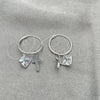 Sterling Silver Small Hoop, Cross Design, with White Cubic Zirconia, Polished, Silver Finish, 02.401.0052.15