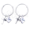 Sterling Silver Small Hoop, Cross Design, with White Cubic Zirconia, Polished, Silver Finish, 02.401.0052.15