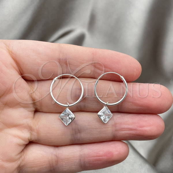 Sterling Silver Hoop Earrings — Small Hoop with White Cubic Zirconia Polished 02. — alternate product view — SKU 149403 | Plata 925 aretes de aro — Small Hoop with blanco Cubic Zirconia pulido 02. — SKU 149403