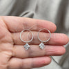 Sterling Silver Small Hoop, with White Cubic Zirconia, Polished, Silver Finish, 02.401.0053.15