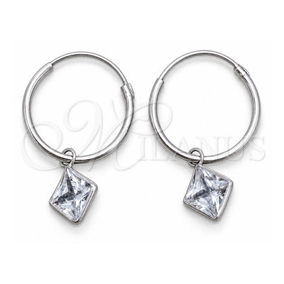 Sterling Silver Small Hoop, with White Cubic Zirconia, Polished, Silver Finish, 02.401.0053.15