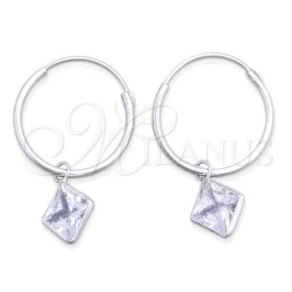 Sterling Silver Hoop Earrings — Small Hoop with White Cubic Zirconia Polished 02. — main product view — SKU 149403 | Plata 925 aretes de aro — Small Hoop with blanco Cubic Zirconia pulido 02. — SKU 149403