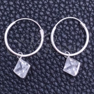Sterling Silver Hoop Earrings — Small Hoop with White Cubic Zirconia Polished 02. — main product view — SKU 149403 | Plata 925 aretes de aro — Small Hoop with blanco Cubic Zirconia pulido 02. — SKU 149403