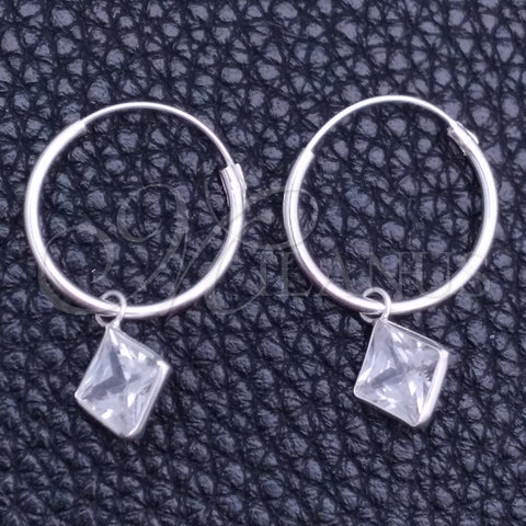 Sterling Silver Small Hoop, with White Cubic Zirconia, Polished, Silver Finish, 02.401.0053.15
