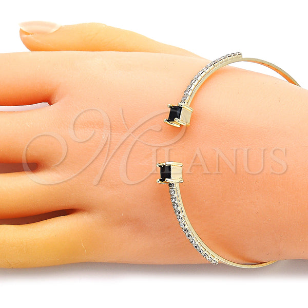Gold Filled Jewelry — Individual Bangle with Black Cubic Zirconia and White — alternate product view — SKU 149404 | Oro Laminado joyería — Individual Bangle with negro Cubic Zirconia and blanco — SKU 149404