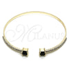 Oro Laminado Individual Bangle, Gold Filled Style with Black Cubic Zirconia and White Crystal, Polished, Golden Finish, 07.193.0017.4 (02 MM Thickness, One size fits all)
