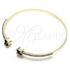 Oro Laminado Individual Bangle, Gold Filled Style with Black Cubic Zirconia and White Crystal, Polished, Golden Finish, 07.193.0017.4 (02 MM Thickness, One size fits all)