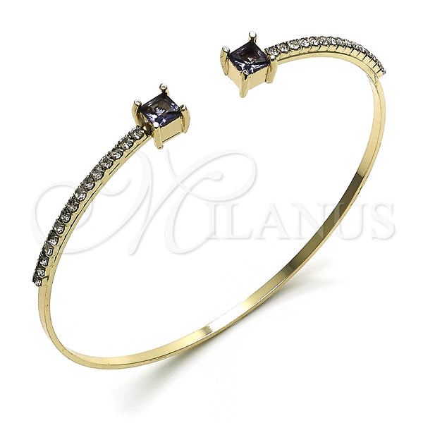 Gold Filled Jewelry — Individual Bangle with Amethyst Cubic Zirconia and White — main product view — SKU 149405 | Oro Laminado joyería — Individual Bangle with Amethyst Cubic Zirconia and blanco — SKU 149405