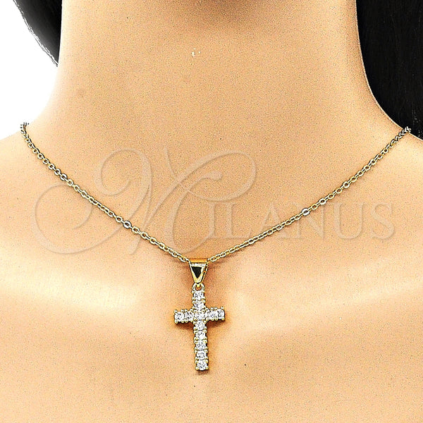 Gold Filled Pendant — Religious Pendant Cross Design with White Cubic Zirconia — alternate product view — SKU 149406 | Oro Laminado dije — Religious Pendant cruz diseño with blanco Cubic Zirconia — SKU 149406