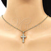 Oro Laminado Religious Pendant, Gold Filled Style Cross Design, with White Micro Pave and White Cubic Zirconia, Polished, Golden Finish, 05.342.0087