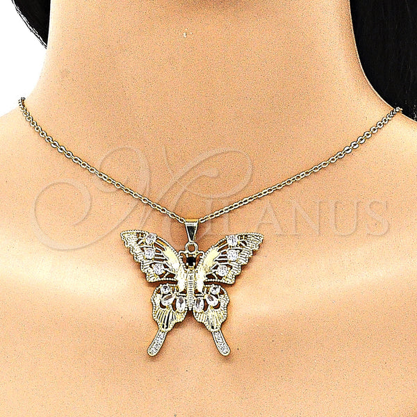 Gold Filled Pendant — Fancy Pendant Butterfly Design with White and Black — alternate product view — SKU 149421 | Oro Laminado dije — elegante Pendant Butterfly diseño with blanco and negro — SKU 149421
