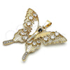 Oro Laminado Fancy Pendant, Gold Filled Style Butterfly Design, with White and Black Cubic Zirconia, Polished, Golden Finish, 05.284.0001