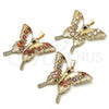 Oro Laminado Fancy Pendant, Gold Filled Style Butterfly Design, with White and Black Cubic Zirconia, Polished, Golden Finish, 05.284.0001