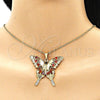 Oro Laminado Fancy Pendant, Gold Filled Style Butterfly Design, with Garnet and Black Cubic Zirconia, Polished, Golden Finish, 05.284.0001.1