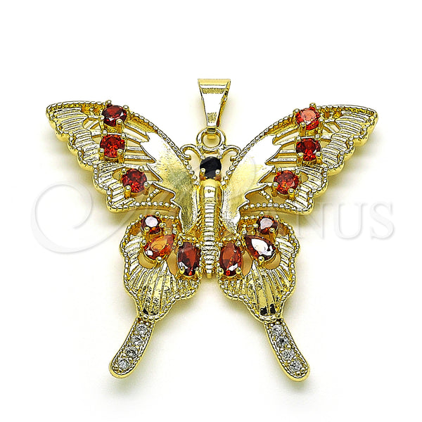 Gold Filled Pendant — Fancy Pendant Butterfly Design with Garnet and Black — main product view — SKU 149422 | Oro Laminado dije — elegante Pendant Butterfly diseño with Garnet and negro — SKU 149422