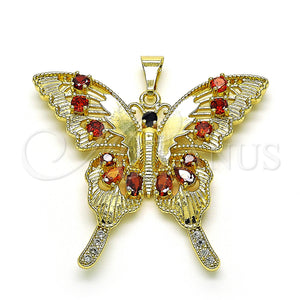 Gold Filled Pendant — Fancy Pendant Butterfly Design with Garnet and Black — main product view — SKU 149422 | Oro Laminado dije — elegante Pendant Butterfly diseño with Garnet and negro — SKU 149422