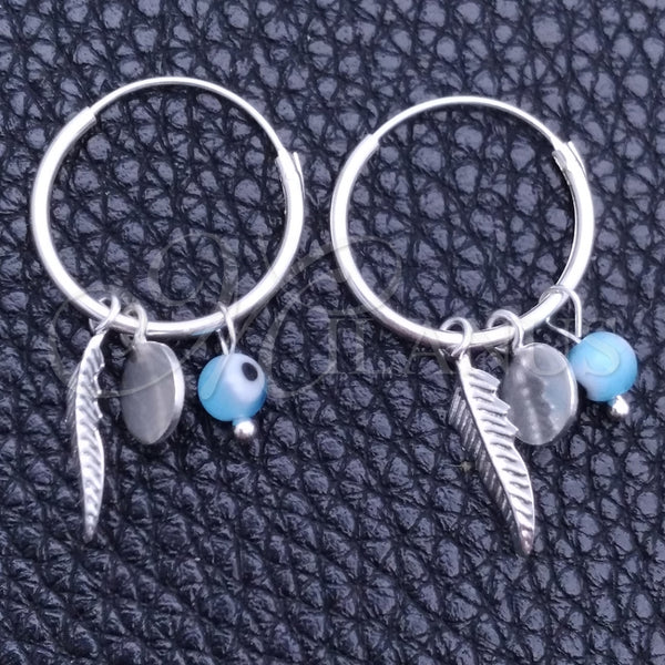 Sterling Silver Hoop Earrings — Small Hoop Evil Eye and Ball Design with — main product view — SKU 149432 | Plata 925 aretes de aro — Small Hoop Evil Eye and Ball diseño with — SKU 149432