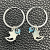 Sterling Silver Small Hoop, Evil Eye and Moon Design, with Aqua Blue Crystal, Polished, Silver Finish, 02.402.0005.15