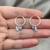 Sterling Silver Small Hoop, Evil Eye Design, with Aqua Blue Crystal and White Cubic Zirconia, Polished, Silver Finish, 02.402.0007.15