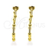 Oro Laminado Stud Earring, Gold Filled Style with White Micro Pave, Polished, Golden Finish, 02.210.0744