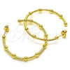 Oro Laminado Stud Earring, Gold Filled Style with White Micro Pave, Polished, Golden Finish, 02.210.0744
