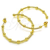 Oro Laminado Stud Earring, Gold Filled Style with White Micro Pave, Polished, Golden Finish, 02.210.0744
