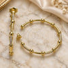 Oro Laminado Stud Earring, Gold Filled Style with White Micro Pave, Polished, Golden Finish, 02.210.0744