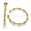 Oro Laminado Stud Earring, Gold Filled Style with White Micro Pave, Polished, Golden Finish, 02.210.0744