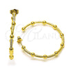 Oro Laminado Stud Earring, Gold Filled Style with White Micro Pave, Polished, Golden Finish, 02.210.0744