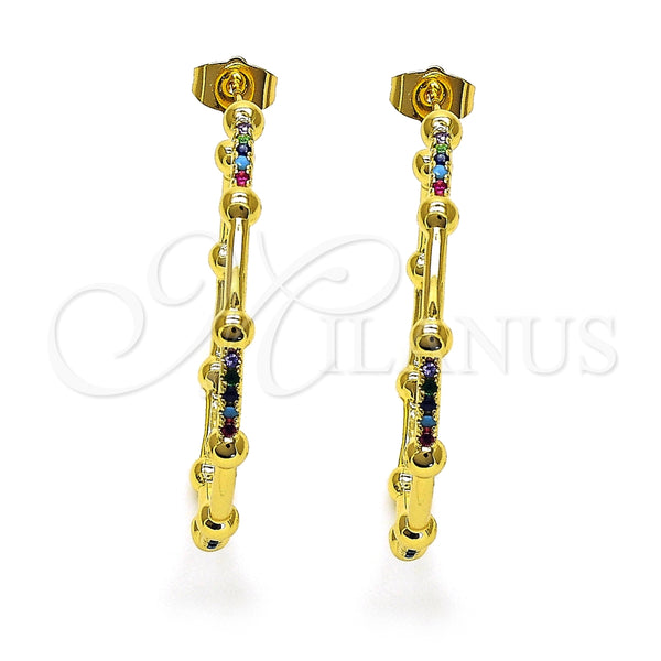 Gold Filled Ring — Stud Earring with Multicolor Micro Pave Polished 02. — alternate product view — SKU 149447 | Oro Laminado anillo — Stud Earring with Multicolor Micro Pave pulido 02. — SKU 149447