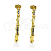 Oro Laminado Stud Earring, Gold Filled Style with Multicolor Micro Pave, Polished, Golden Finish, 02.210.0744.1