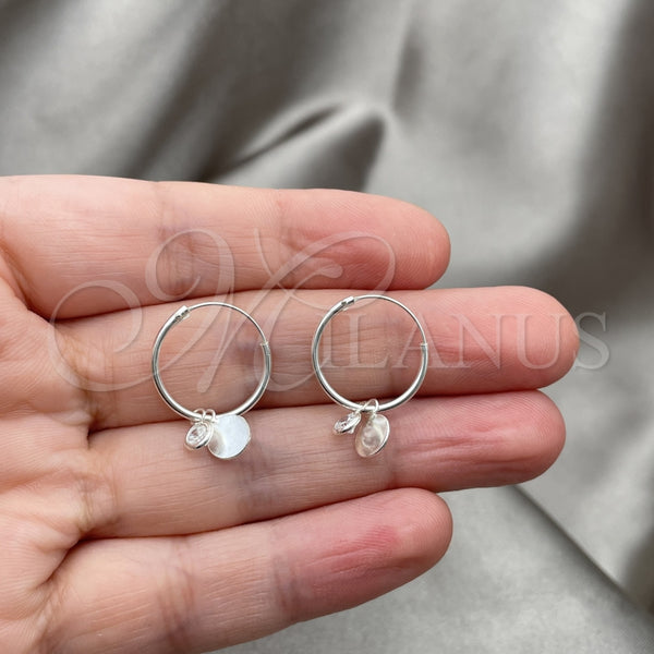 Sterling Silver Hoop Earrings — Small Hoop Cross Design with White Cubic Zirconia — alternate product view — SKU 149451 | Plata 925 aretes de aro — Small Hoop cruz diseño with blanco Cubic Zirconia — SKU 149451