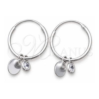 Sterling Silver Small Hoop, Cross Design, with White Cubic Zirconia, Polished, Silver Finish, 02.402.0013.15