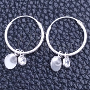 Sterling Silver Hoop Earrings — Small Hoop Cross Design with White Cubic Zirconia — main product view — SKU 149451 | Plata 925 aretes de aro — Small Hoop cruz diseño with blanco Cubic Zirconia — SKU 149451