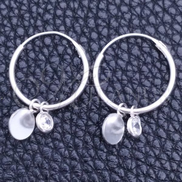 Sterling Silver Hoop Earrings — Small Hoop Cross Design with White Cubic Zirconia — main product view — SKU 149451 | Plata 925 aretes de aro — Small Hoop cruz diseño with blanco Cubic Zirconia — SKU 149451