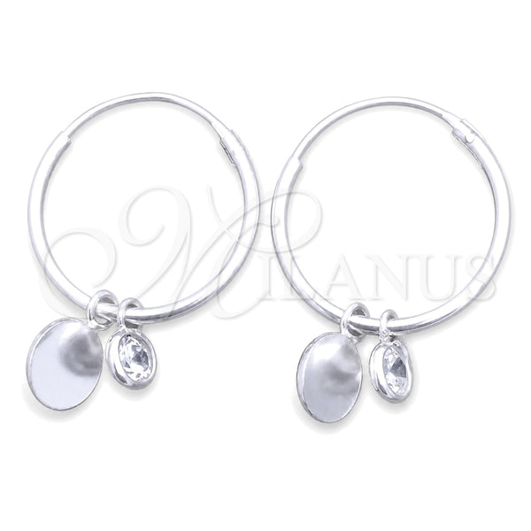 Sterling Silver Small Hoop, Cross Design, with White Cubic Zirconia, Polished, Silver Finish, 02.402.0013.15