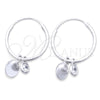 Sterling Silver Small Hoop, Cross Design, with White Cubic Zirconia, Polished, Silver Finish, 02.402.0013.15