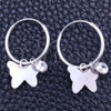 Sterling Silver Small Hoop, Butterfly Design, with White Cubic Zirconia, Polished, Silver Finish, 02.402.0015.15