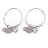 Sterling Silver Small Hoop, Bird Design, with White Cubic Zirconia, Polished, Silver Finish, 02.402.0017.15