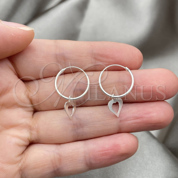 Sterling Silver Hoop Earrings — Small Hoop Heart Design Polished 02. — alternate product view — SKU 149456 | Plata 925 aretes de aro — Small Hoop corazón diseño pulido 02. — SKU 149456