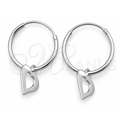 Sterling Silver Small Hoop, Heart Design, Polished, Silver Finish, 02.402.0018.15