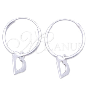 Sterling Silver Small Hoop, Heart Design, Polished, Silver Finish, 02.402.0018.15