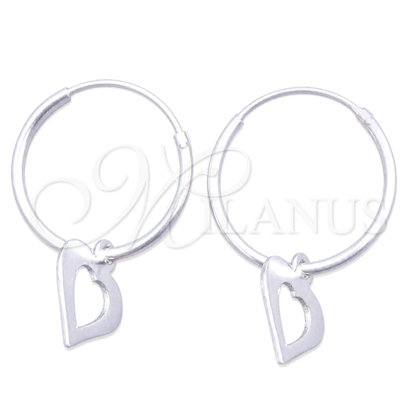 Sterling Silver Small Hoop, Heart Design, Polished, Silver Finish, 02.402.0018.15