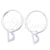 Sterling Silver Small Hoop, Heart Design, Polished, Silver Finish, 02.402.0018.15