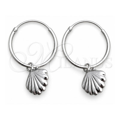 Sterling Silver Small Hoop, Shell Design, Polished, Silver Finish, 02.402.0019.15