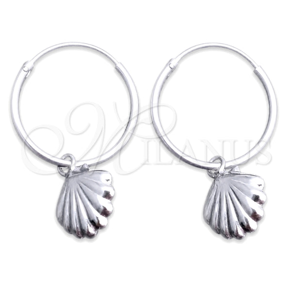Sterling Silver Hoop Earrings — Small Hoop Shell Design Polished 02. — main product view — SKU 149457 | Plata 925 aretes de aro — Small Hoop Shell diseño pulido 02. — SKU 149457